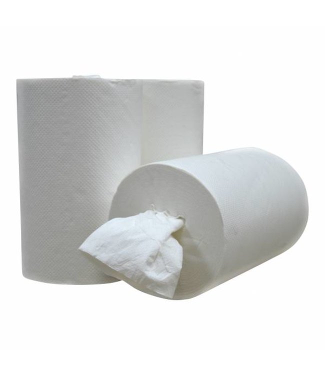 Poetsrollen Mini, kokerloos, 12 x 120M, 1-laags, cellulose, wit