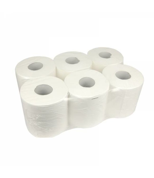 Poetsrollen Midi, 6x 160M, 20CM, 2-laags, cellulose, wit