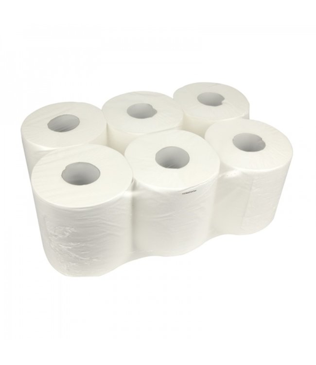 Poetsrollen Midi, 6x 300M, 1-laags, cellulose, wit, geperforeerd - FOOD SAFETY