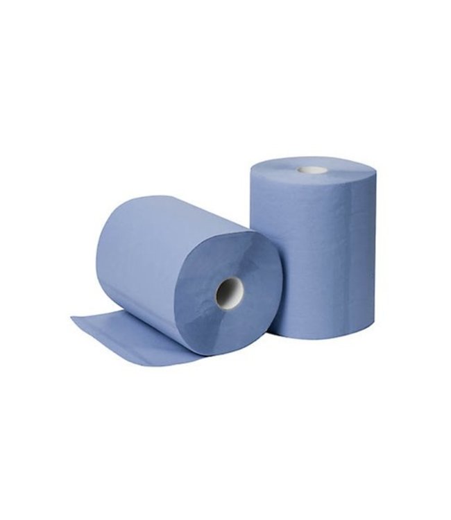 Eigen merk Poetsrollen Midi, 6x 135M, 2-laags, cellulose, blauw, geperforeerd