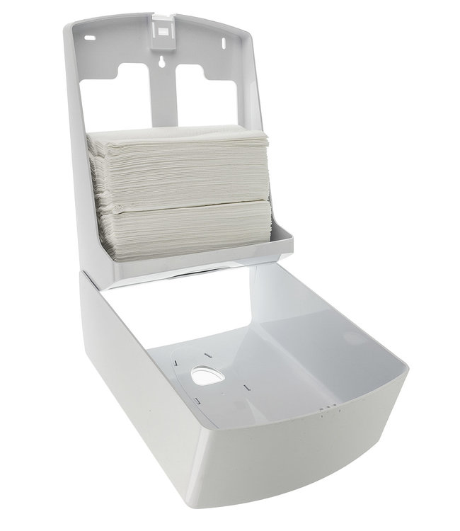 Handdoekdispenser midi kunststof wit