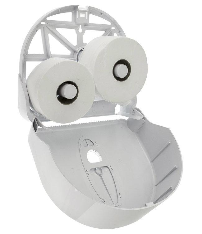 Jumboroldispenser mini + restrol kunststof wit