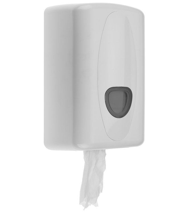 Poetsroldispenser mini kunststof wit