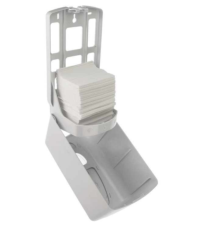 Poetsroldispenser mini kunststof wit