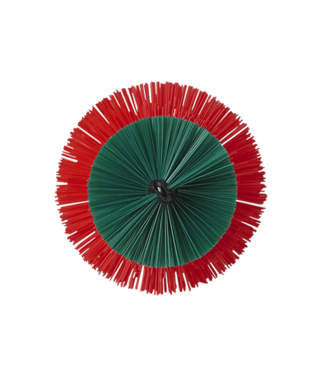 Vikan Harde velgborstel gegalvaniseerd metaal en harde rood/groene polyester vezels