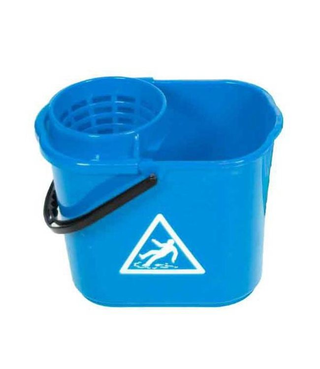 Minimop emmer kunststof met korf 14L - BLAUW