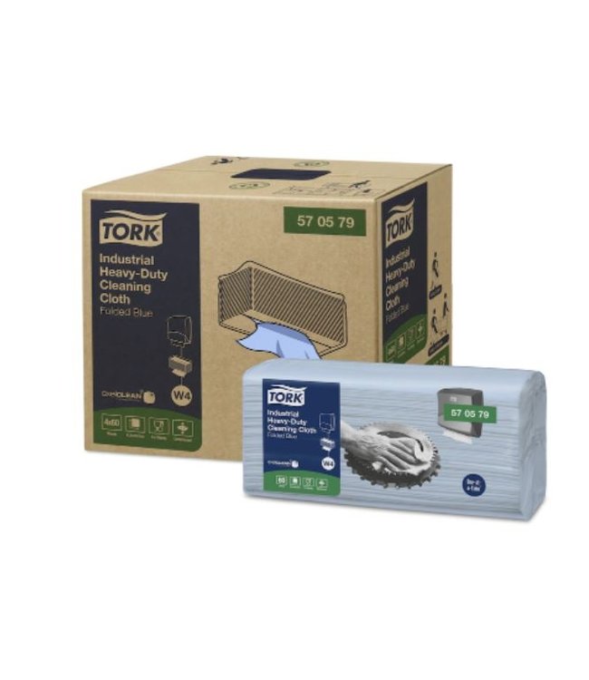 Tork Industrial Heavy-Duty Gevouwen Reinigingsdoek, 1-laags, blauw, 41,5x35,5cm, 4x60st, 240st/doos