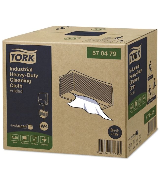 Tork Industrial Heavy-Duty Gevouwen Reinigingsdoek, 1-laags, wit, 41,5x35,5cm, 4x60st, 240st/doos