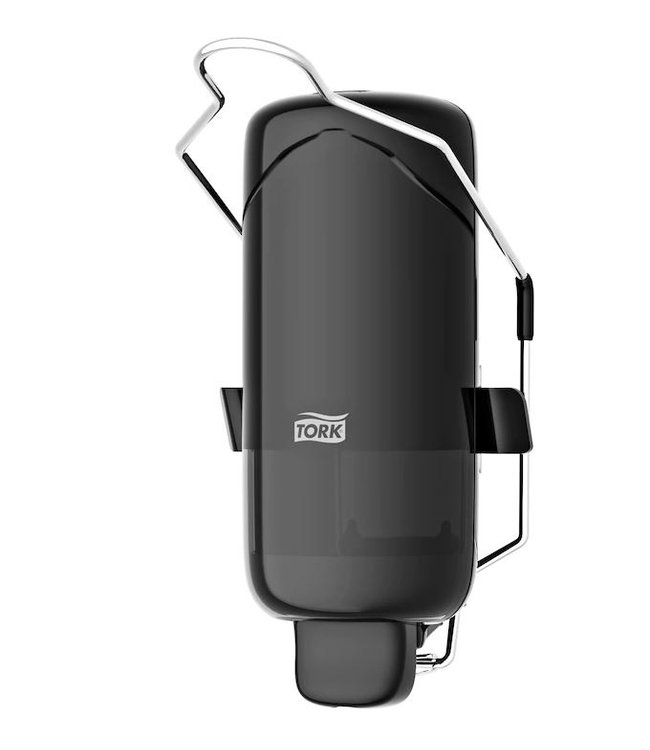 Tork Vloeibare- en Sprayzeep Dispenser met Armbeugel, zwart, kunststof, Elevation-Line