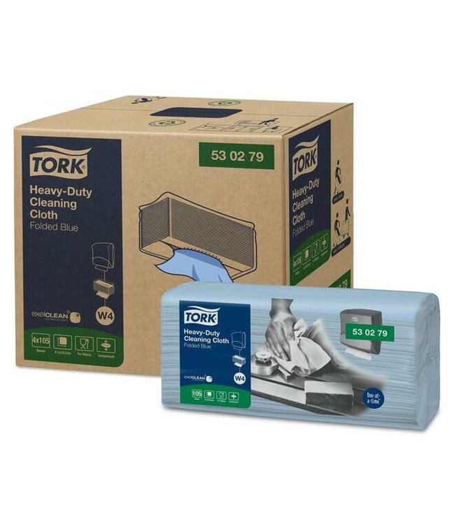 Tork Heavy-Duty Reinigingsdoek XL Handy Box, 1-laags, blauw, 41,5x35,5cm, 4x105st, 420st/doos