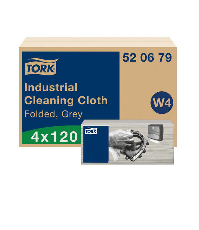 Tork Industrial Gevouwen Reinigingsdoek, grijs, 41,5x35,5cm, 4x120st, 480st/doos