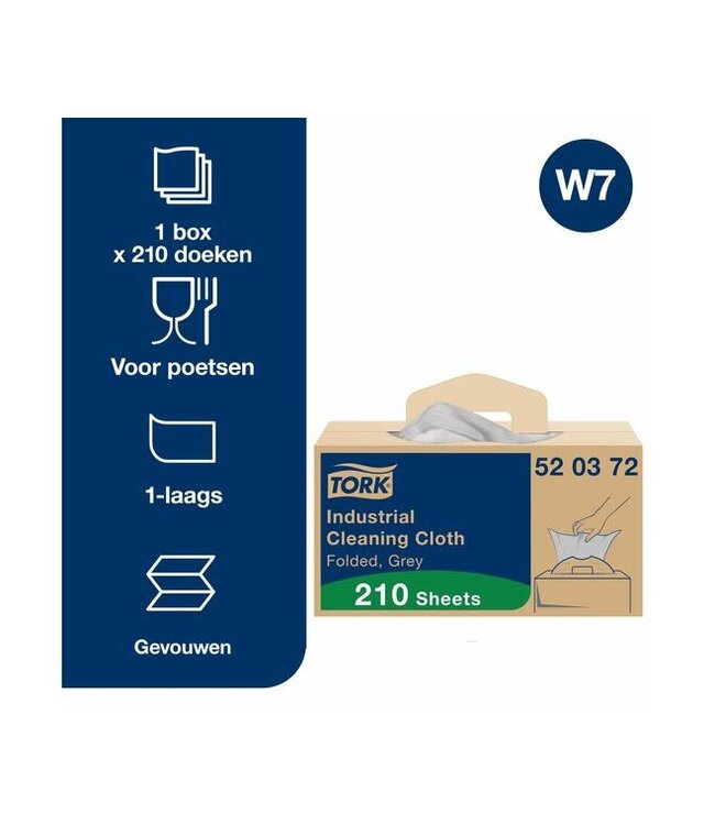 Tork Industrial Reinigingsdoek Handy Box, 1-laags, grijs, 41,5x35,5cm, 210st/doos