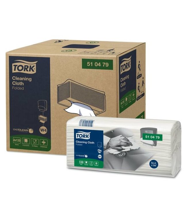 Tork Cleaning Gevouwen Reinigingsdoek, 1-laags, 41,5x35,5cm, 4x120doek, 480doek/doos