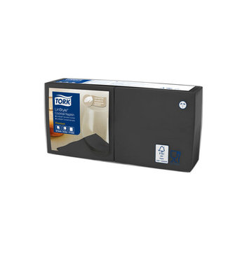 Tork LinStyle® Cocktailservet Premium, 1-laags, zwart, 23x23cm ¼-vouw 12x100st, 1.200st/doos