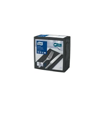Tork Textured Dinnerservet Advanced, 2-laags, zwart, 38x39cm, ?-vouw, 20x50st, 1.000st/doos