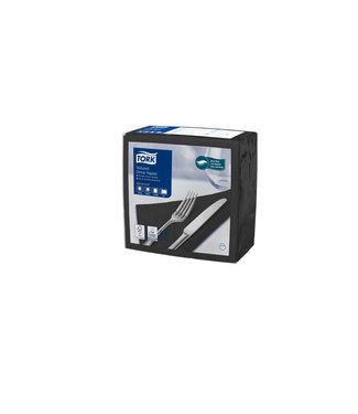 Tork Textured Dinnerservet, 2-laags, zwart, 38x39cm, ¼-vouw, 20x50st, 1000st/doos