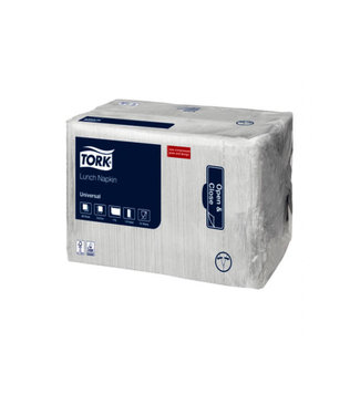 Tork Lunchservet Universal, 1-laags, wit, 32,5x32,5cm, ?-vouw, 8x500st, 4.000st/doos