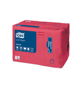 Tork Lunchservet Universal, 1-laags, rood, 32,5x32,5cm, ¼-vouw, 8x500st, 4.000st/doos