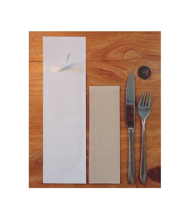 Tork Afsluitbare Pochette wit met naturel 2-laags servet, 5x100st, 500st/doos