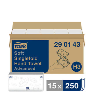 Tork Z-vouw Handdoek Advanced, 2-laags, wit, 23x22.6, 15x250vel, 3.750vel/doos