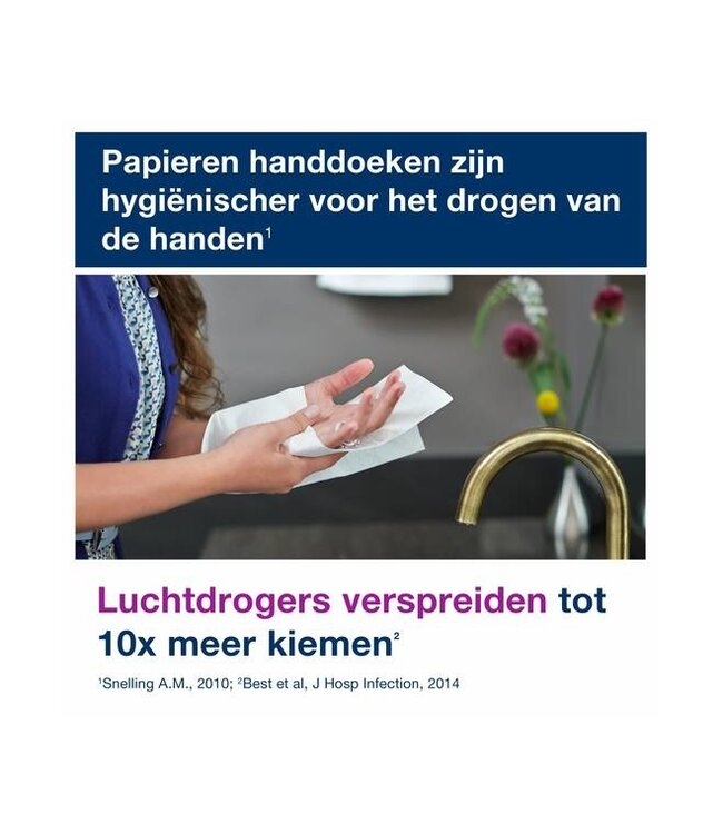 Tork Z-vouw Handdoek Advanced, 2-laags, wit, 23x22.6, 15x250vel, 3.750vel/doos