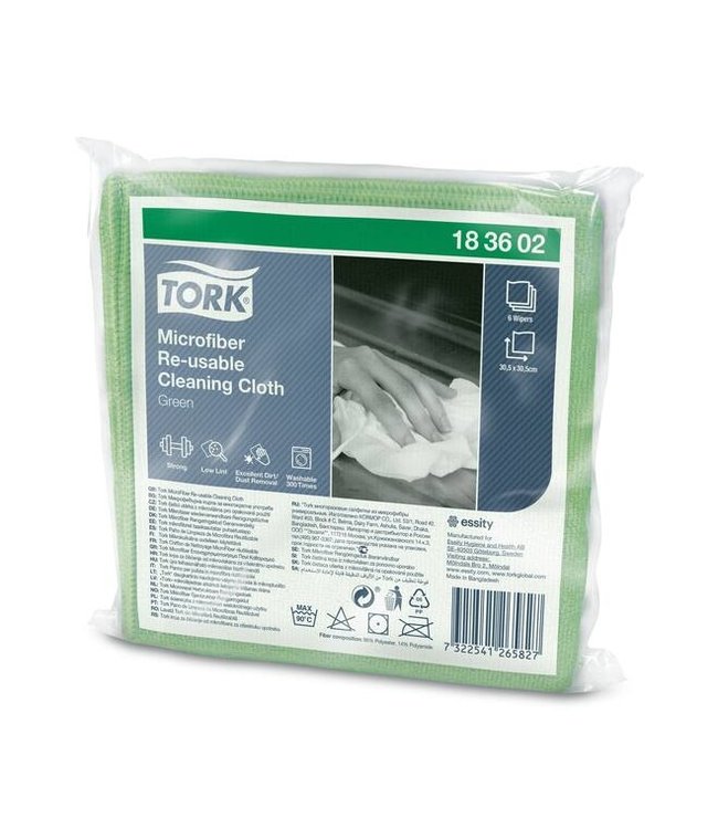 Tork Premium Microvezel reinigingsdoek, groen, 30.5x30.5cm, 8x6st/pak