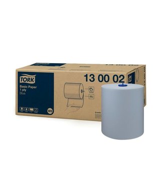 Tork Basic rol Poetspapier, 1-laags, blauw, 250mtr/19,5cm, 6st/doos