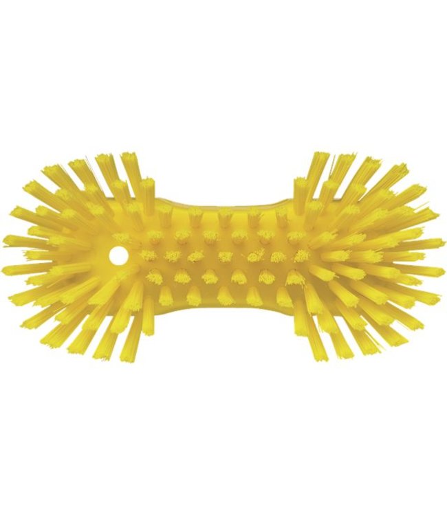 Vikan Grote ergonomische werkborstel polyester vezels, hard, met wijd uitstaande vezels 250x120x60mm geel