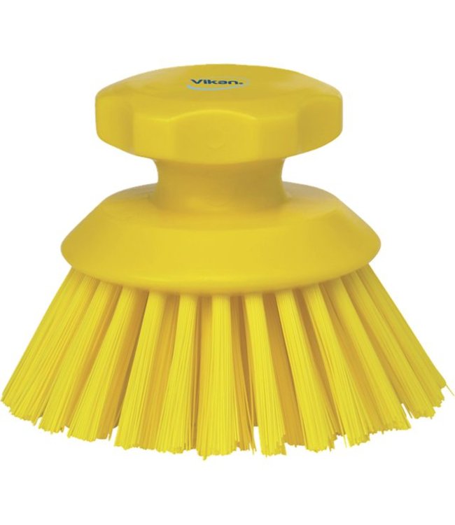 Vikan Ronde werkborstel polyester vezels, hard Ø110x110mm geel