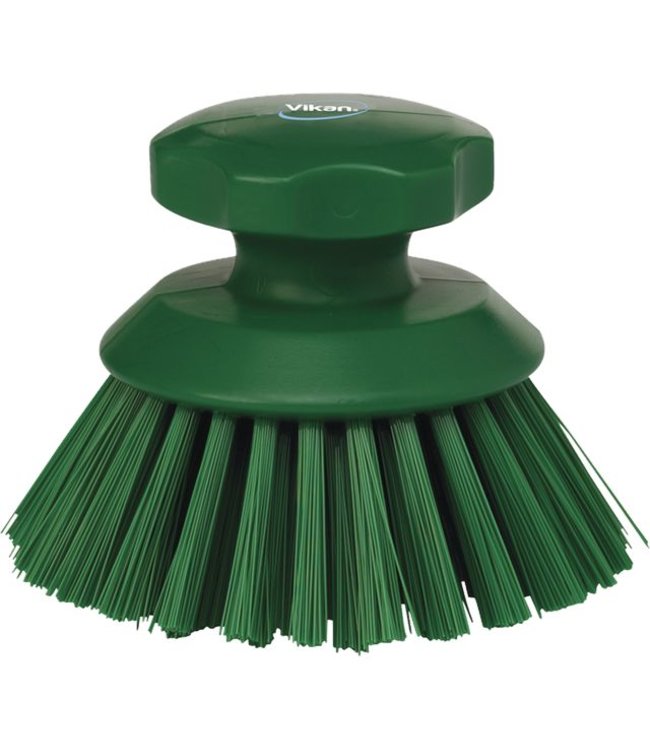 Vikan Ronde werkborstel polyester vezels, hard Ø110x110mm groen