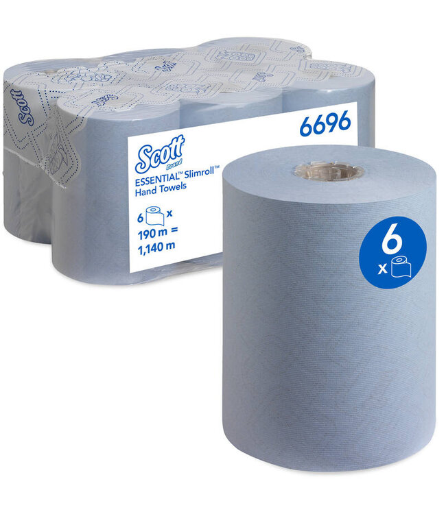 Scott® handdoekrol, Slimroll, Airflex®, 1-laags, blauw, 190mtr/20cm, 6rol/doos