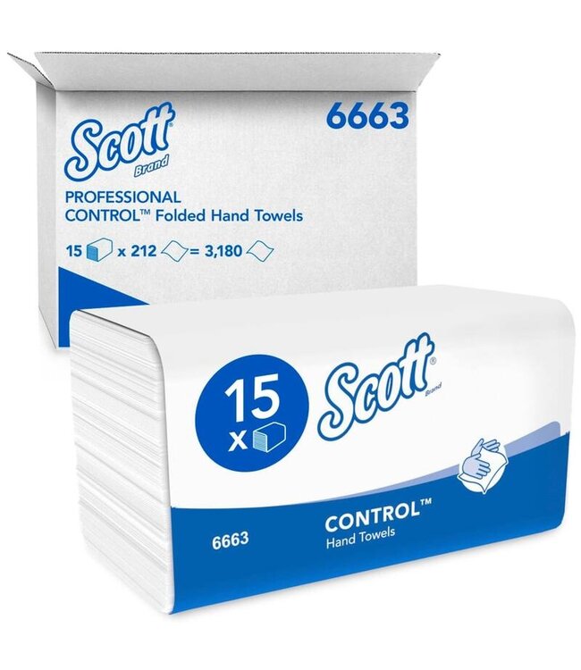 Scott® CONTROL™ handdoek, Performance, Airflex®, I-vouw, 1-laags, wit, 31,5x21,5cm, 15x212st, 3.180st/doos