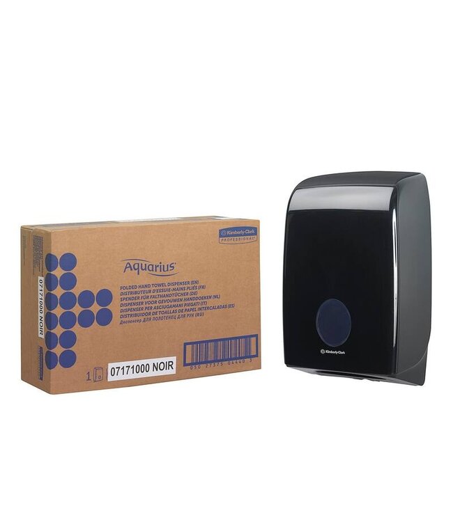 Aquarius® handdoek dispenser, I-vouw, zwart, 399x265x140mm