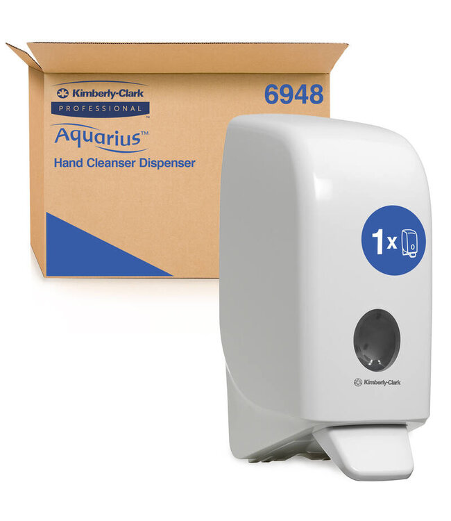 Aquarius® handreiniger dispenser, 1ltr cassette, wit, 235x116x110mm