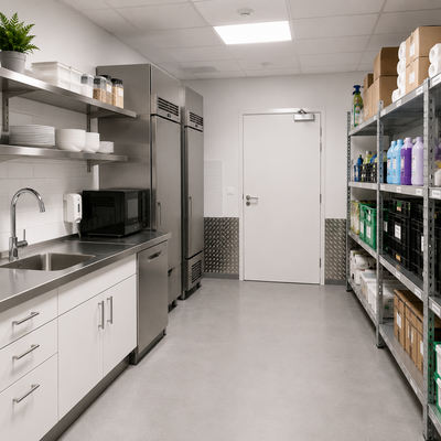 Keuken en opslag in kantoorpanden