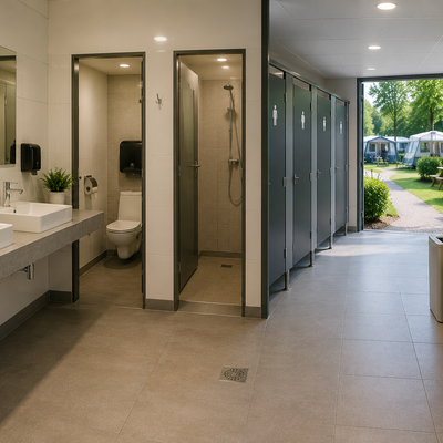 Sanitair en toiletruimte bij een recreatiepark