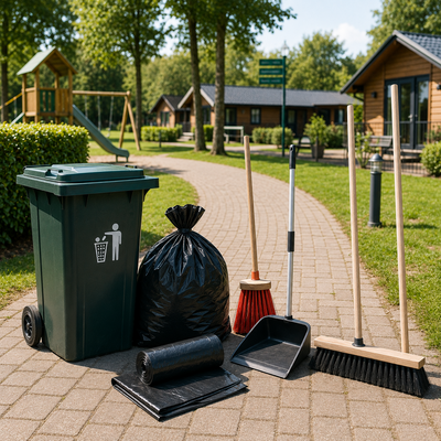 Buitenterrein en paden bij een recreatiepark