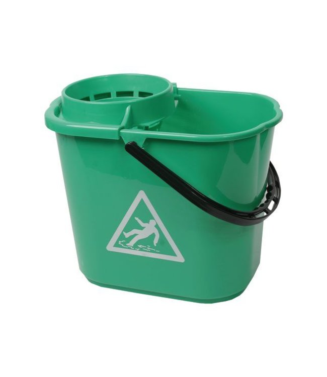 Minimop emmer kunststof met korf 14L - GROEN