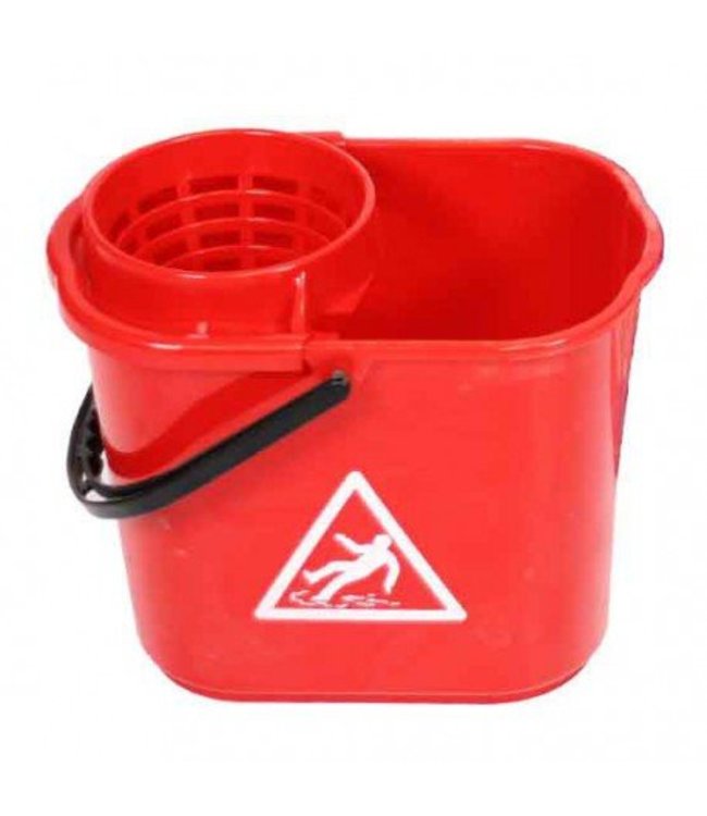 Minimop emmer kunststof met korf 14L - ROOD