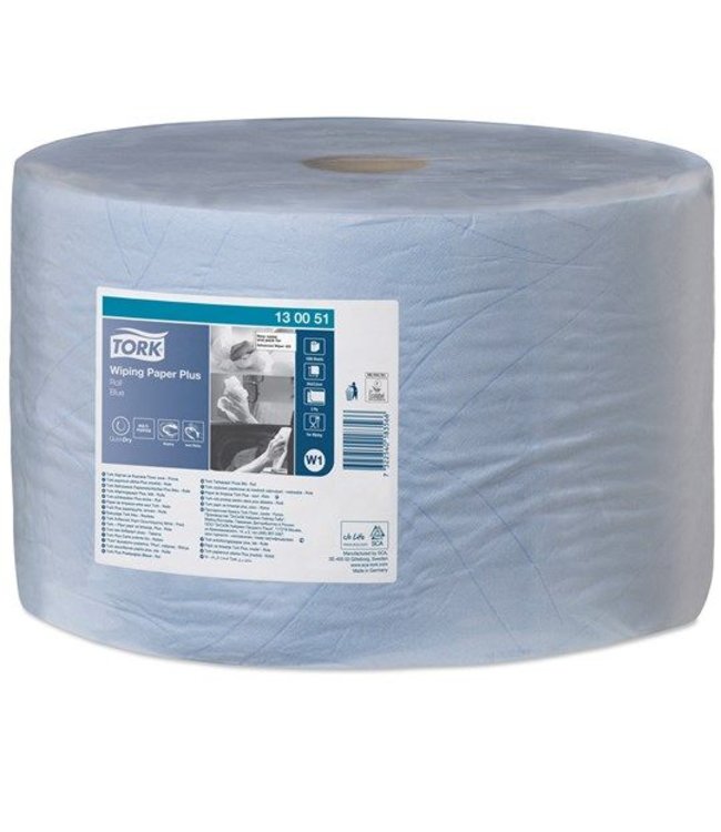 Tork Wiping Plus Rol Poetspapier 2-laags Blauw W1