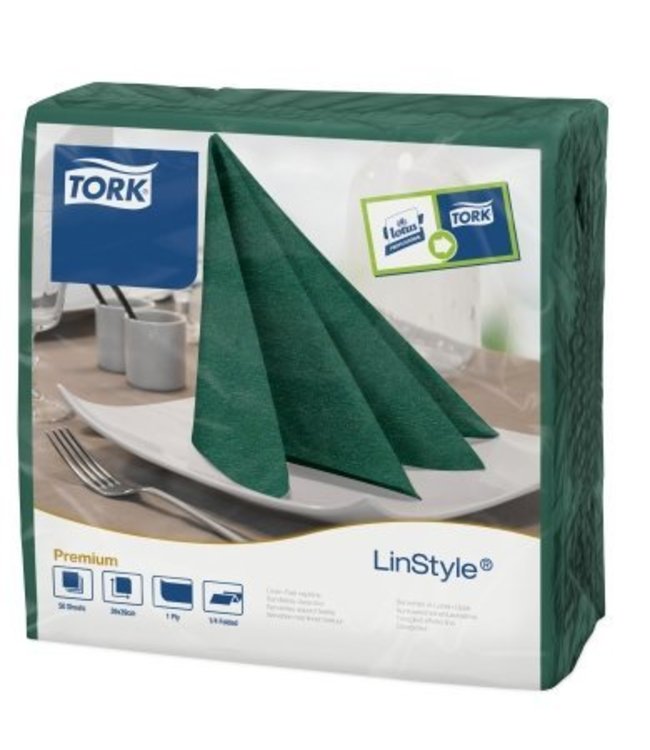 Tork LinStyle® servet 39x39cm 1/4-vouw mountain pine green 12x50