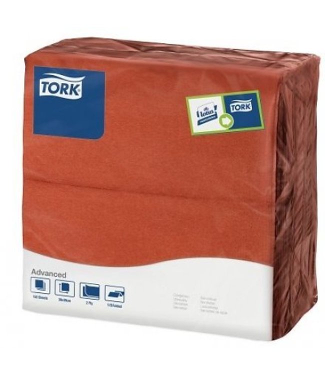 Tork tissue servet 39x39cm 2-laags 1/8-vouw terracotta 12x150