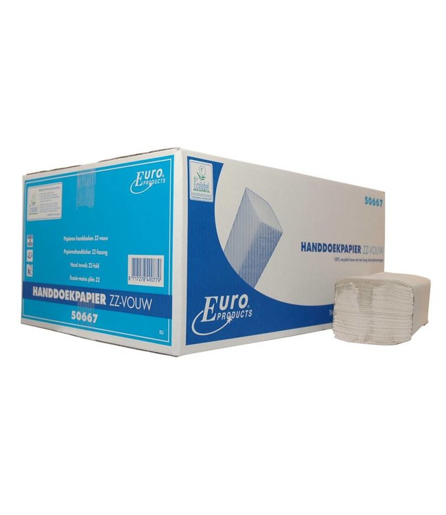 Euro Products Z-vouw, 2 laags Vouwhanddoekjes ECO Recycled tissue
