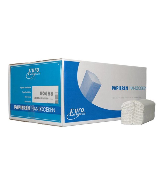 Euro Products C-vouw, 2 laags Vouwhanddoekjes Euro tissue wit