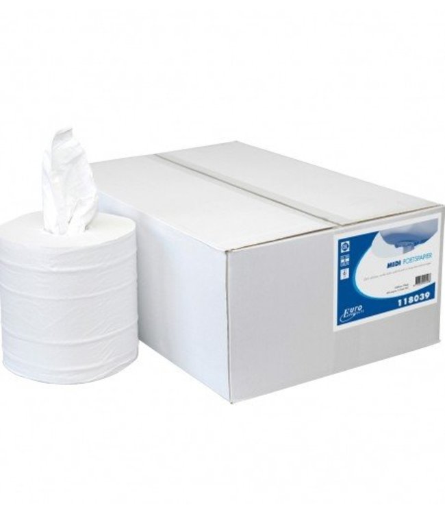 Euro Products 2-laags Midi poetspapier Cellulose kokerloos