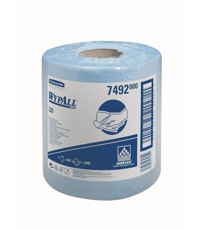 Kimberly Clark WYPALL* L20 Poetsdoeken - Centrefeed Rol - Blauw