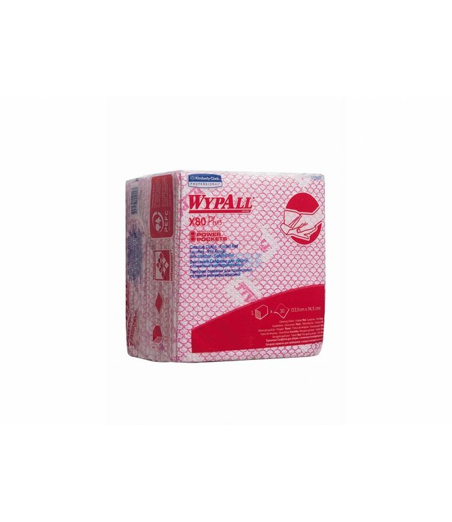WYPALL* X80 Plus Sopdoeken - 1/4 Gevouwen - Rood