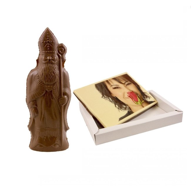 Chocolade Sint & kaart met foto 450 gram