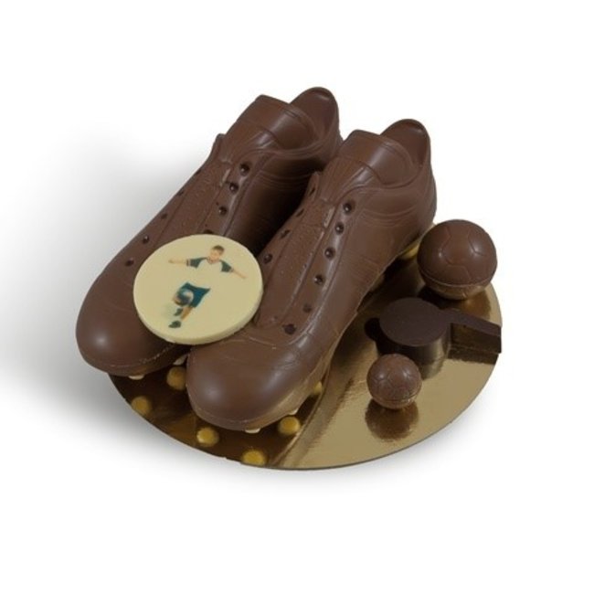 Chocolade voetbalschoenen met logo of foto