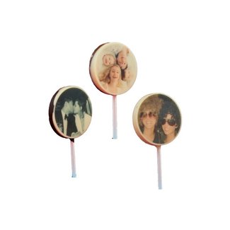 Chocolade lolly rond met foto of logo 100 stuks